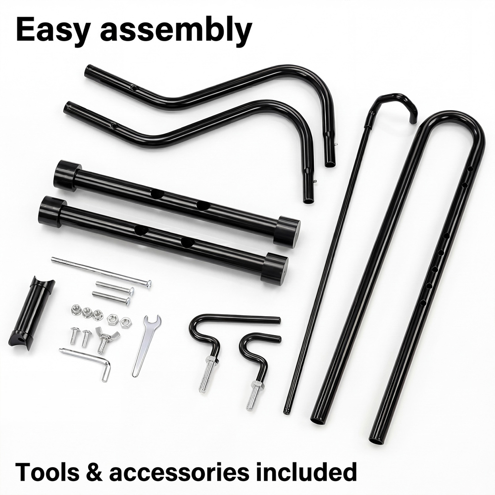 Monvelo Black Carbon Steel Height Adjustable Outdoor Floor Bike Rack Image 7
