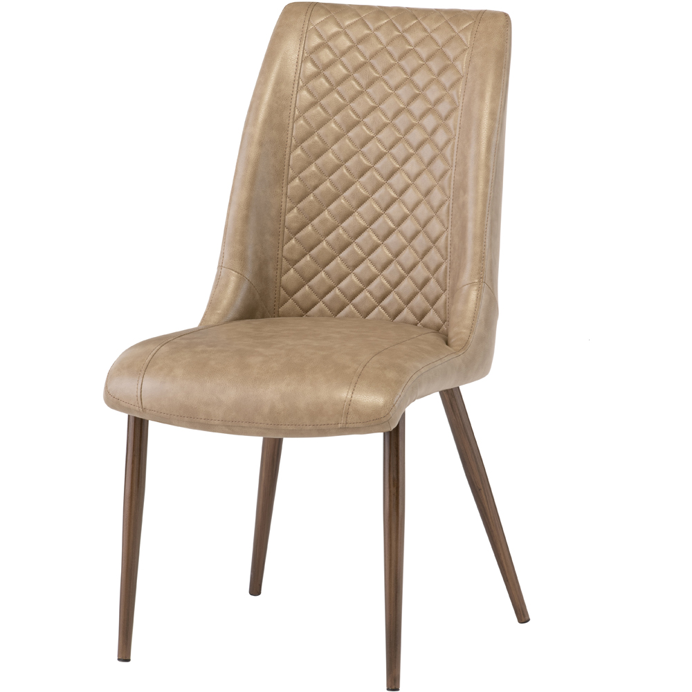 WF Amber Taupe Faux Leather Dining Chair with Brushed Brass Legs Set of 2 Image 6