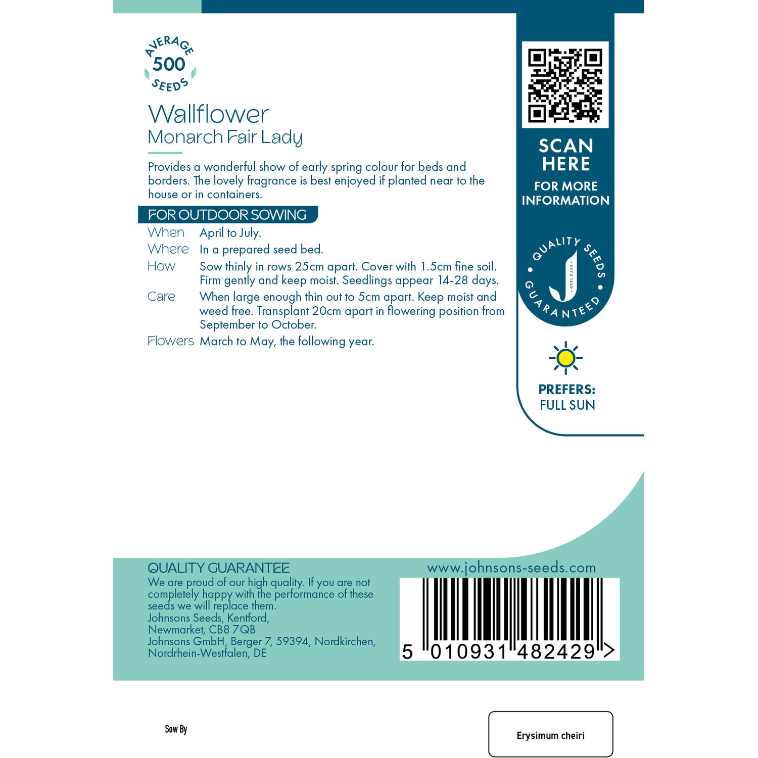 Monarch Fair Lady Wallflower Seeds Image 2