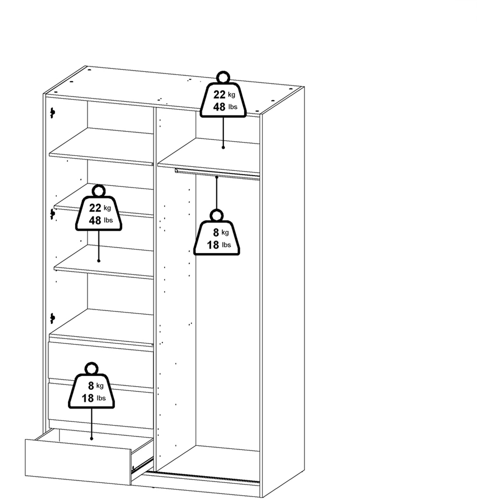 Florence 2 Door 3 Drawer Jackson Hickory Oak Sliding Wardrobe Image 7