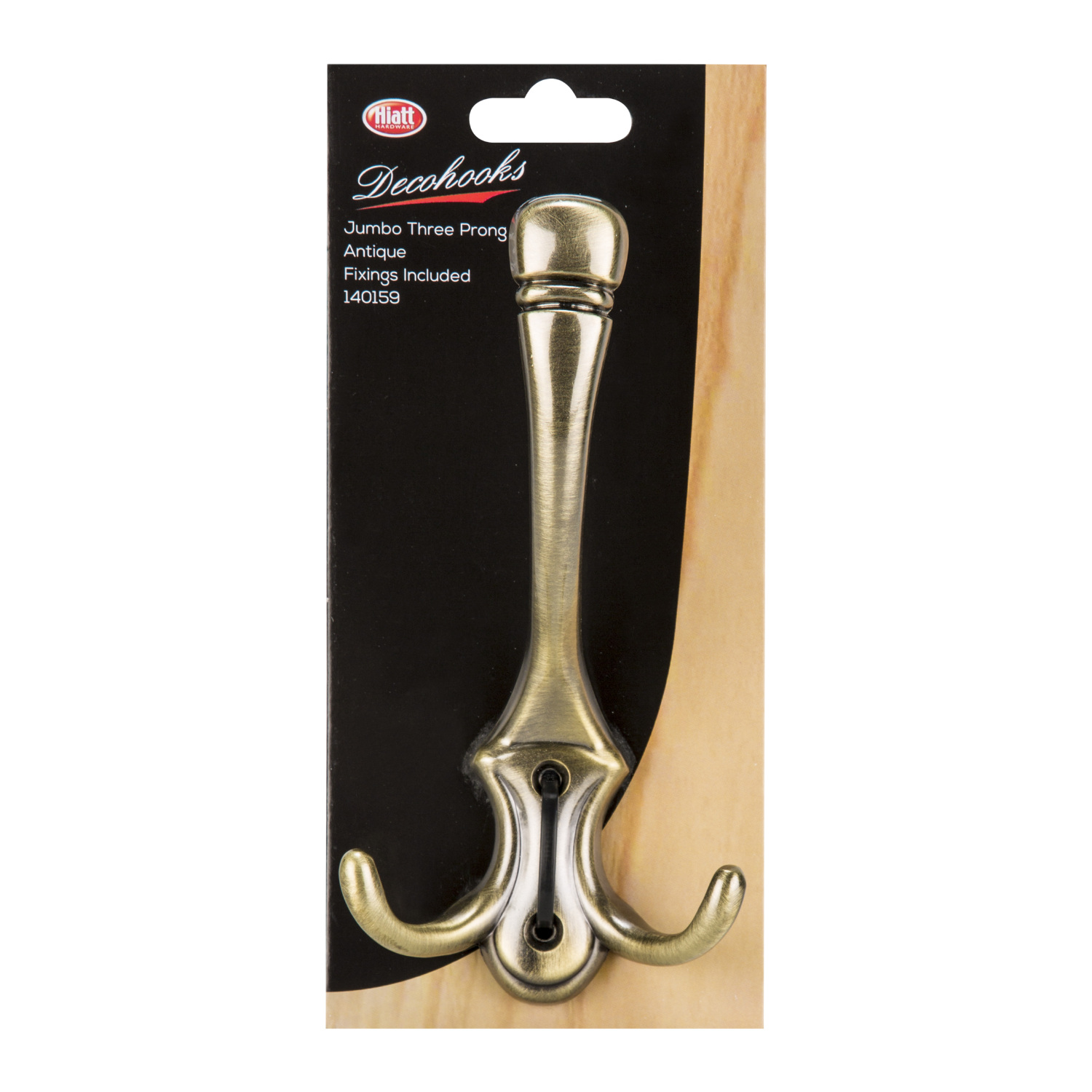 Hiatt Jumbo Three Prong Hook Antique - Gold Image 2