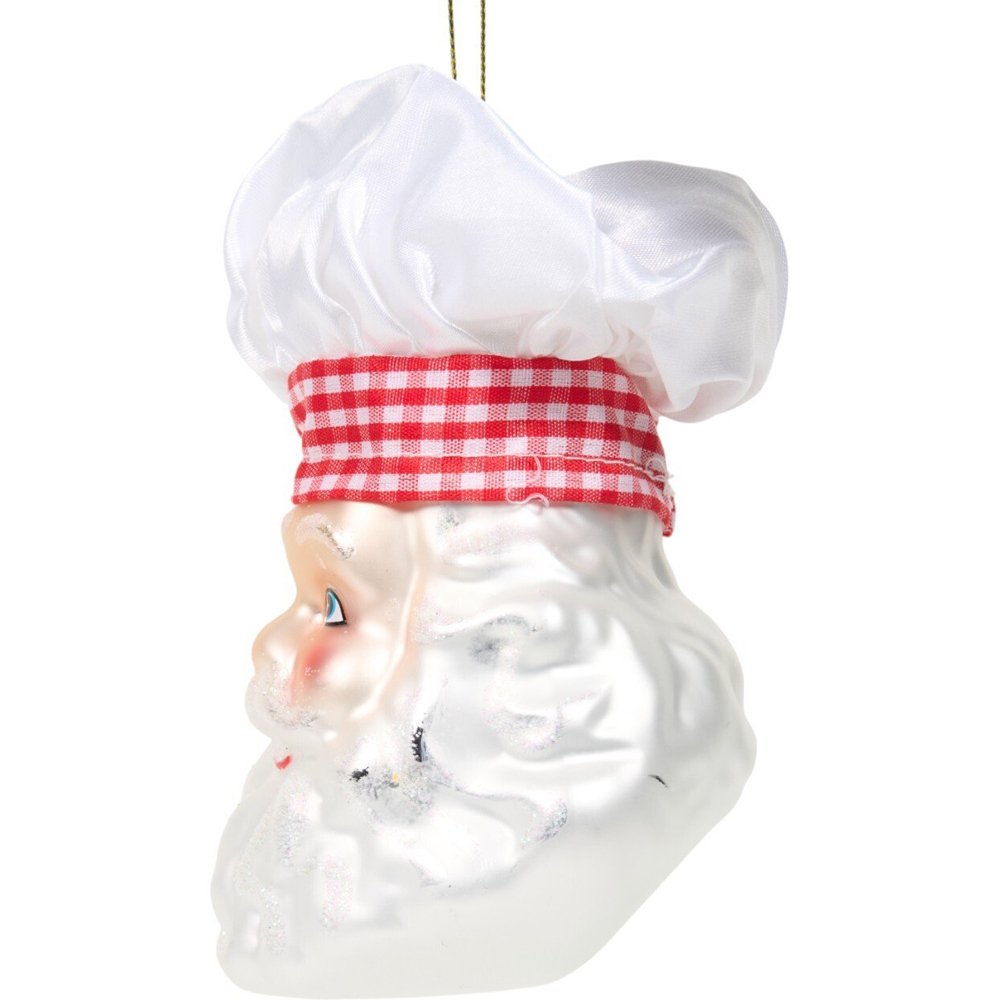 Glass Chef Santa Decoration White Image 3