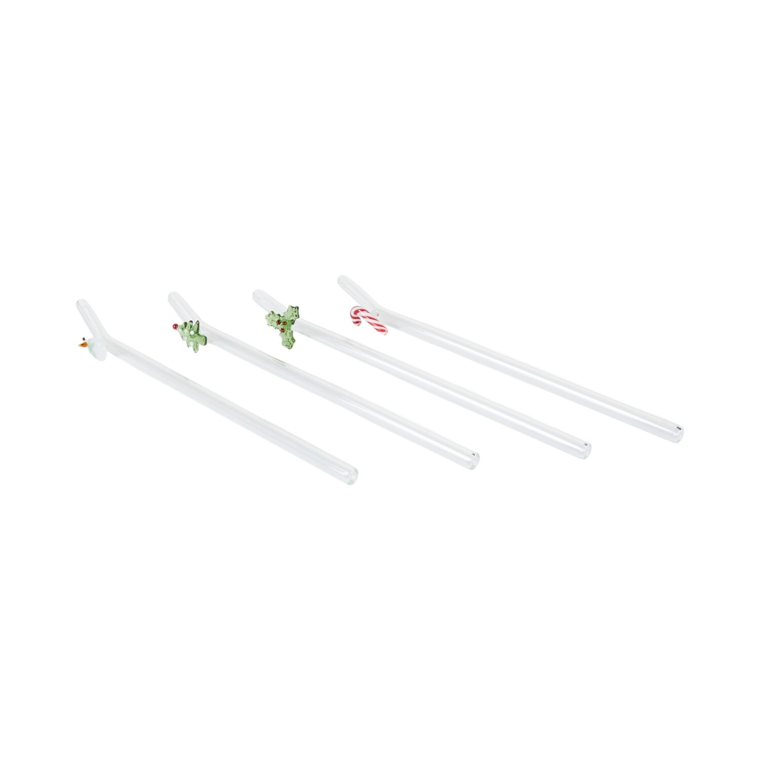4 Piece Christmas Glass Straw Set Clear Image 2