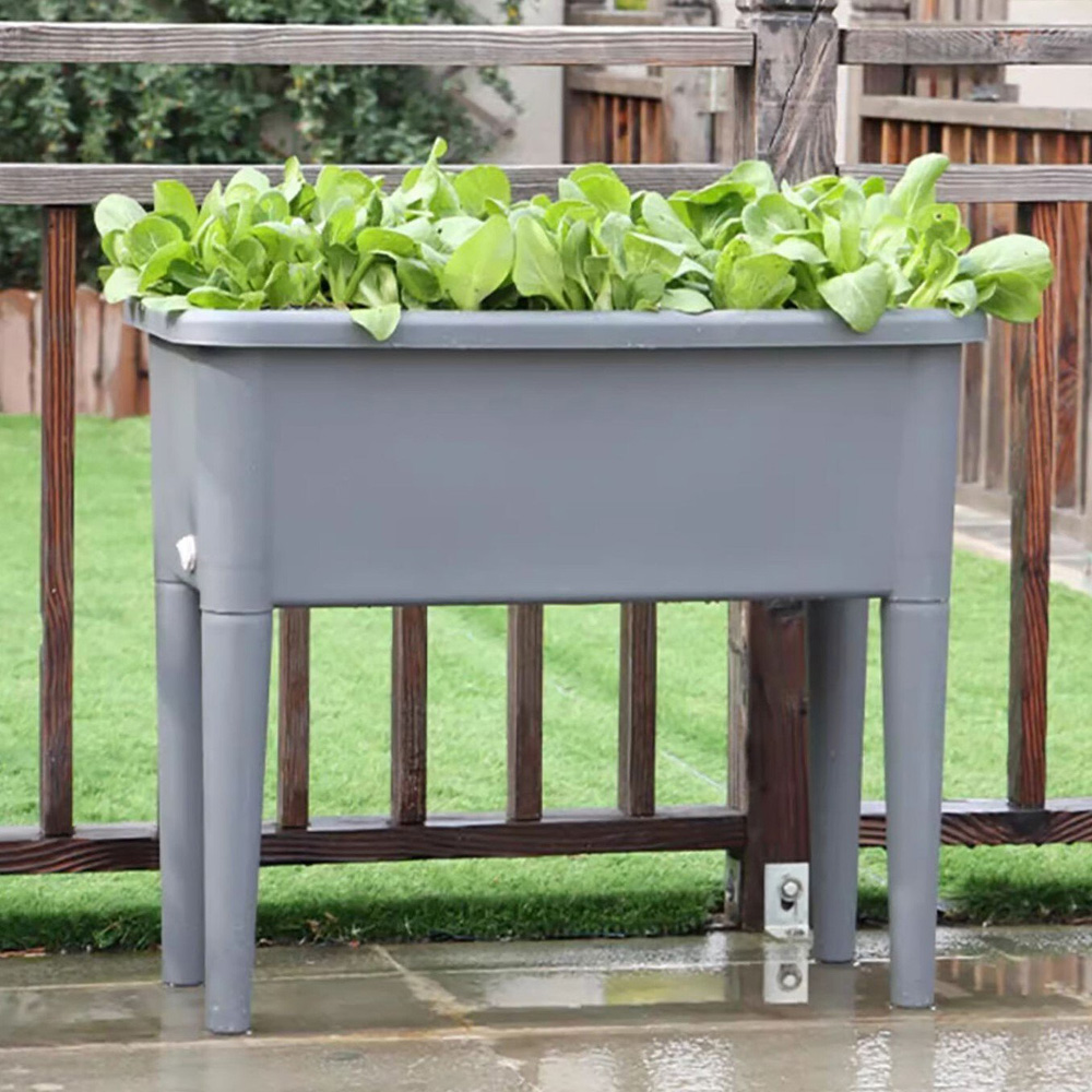 Raised Garden Flower Bed - Grey Image 1