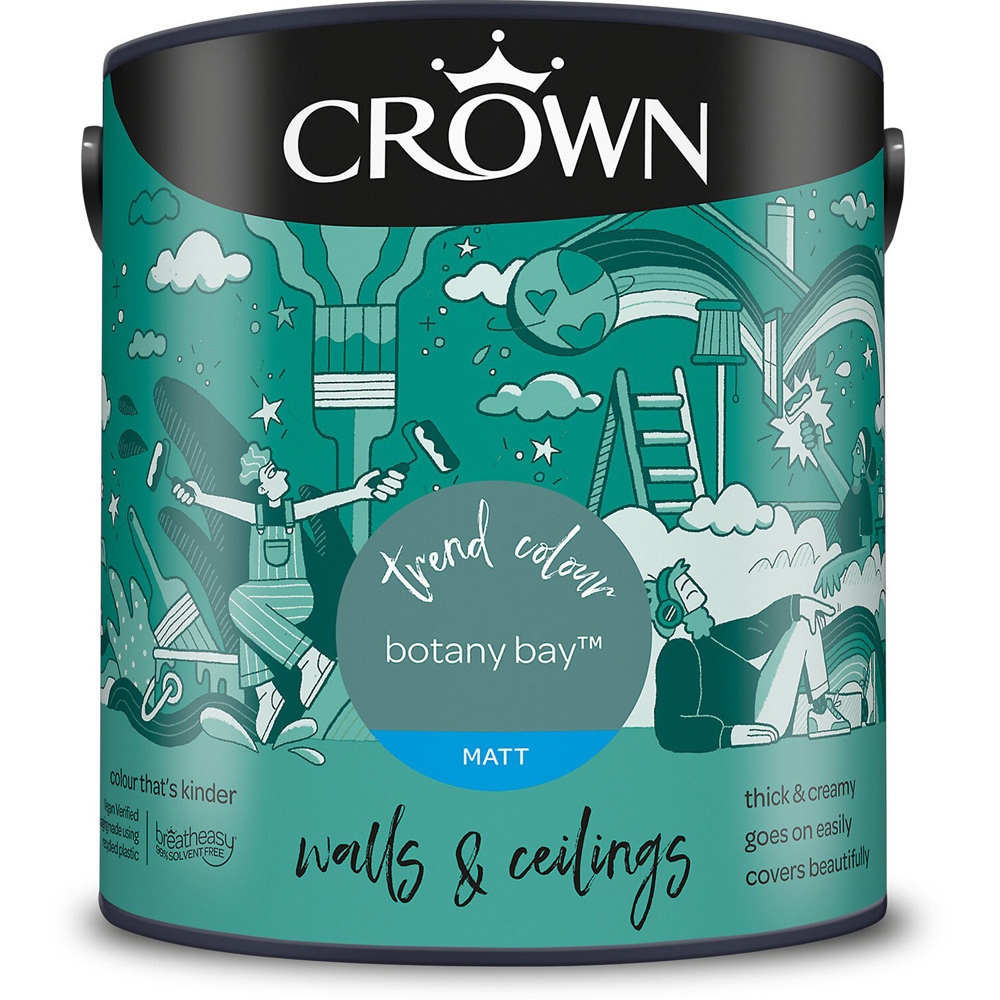Crown Walls & Ceilings Botany Bay Matt Emulsion Paint 2.5L Image 2