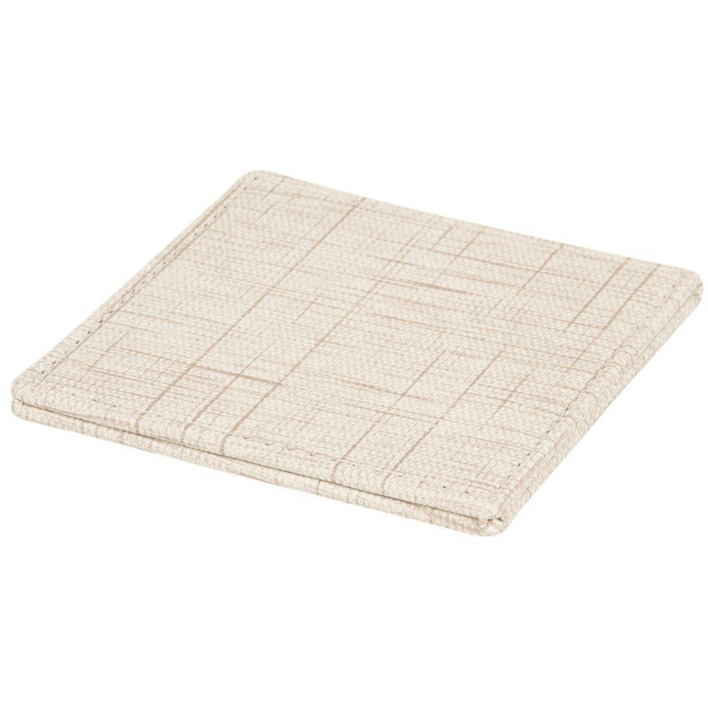 Set of 4 Square Faux Leather Coasters Natural Image 3