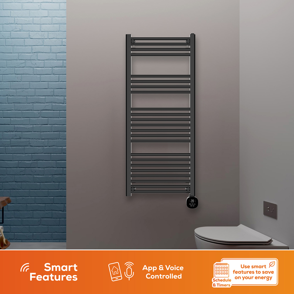 TCP Smart Black Fixed Wi-Fi Towel Radiator 1000W Image 6