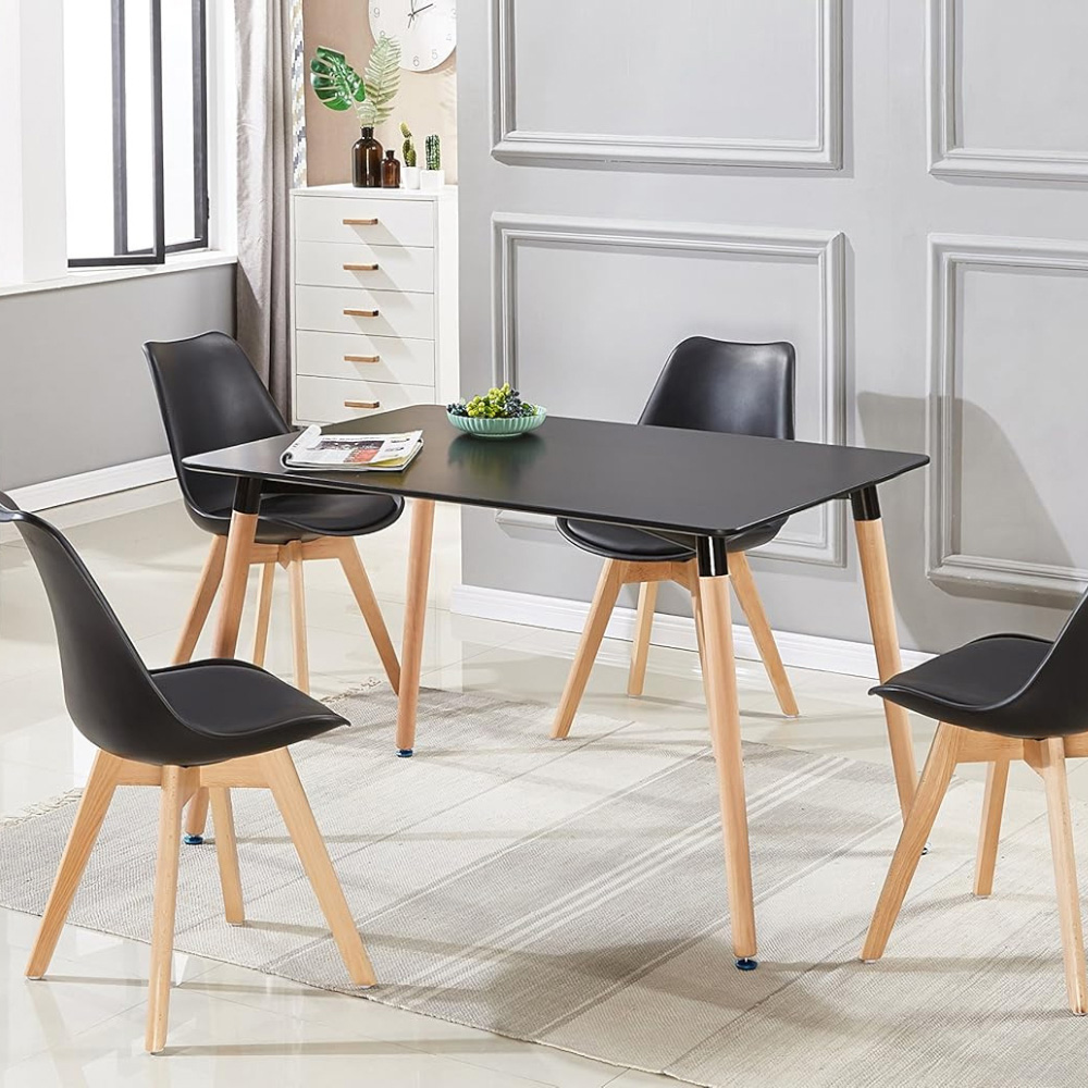 Life Interiors Lorenzo Black Faux Leather Plastic Dining Chairs Set of 6 Image 8