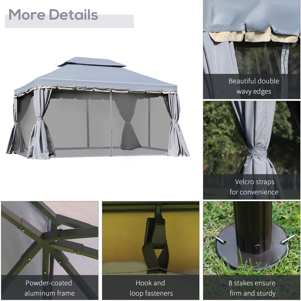 Gazebo Marquee Pavilion Patio Tent Grey Image 6