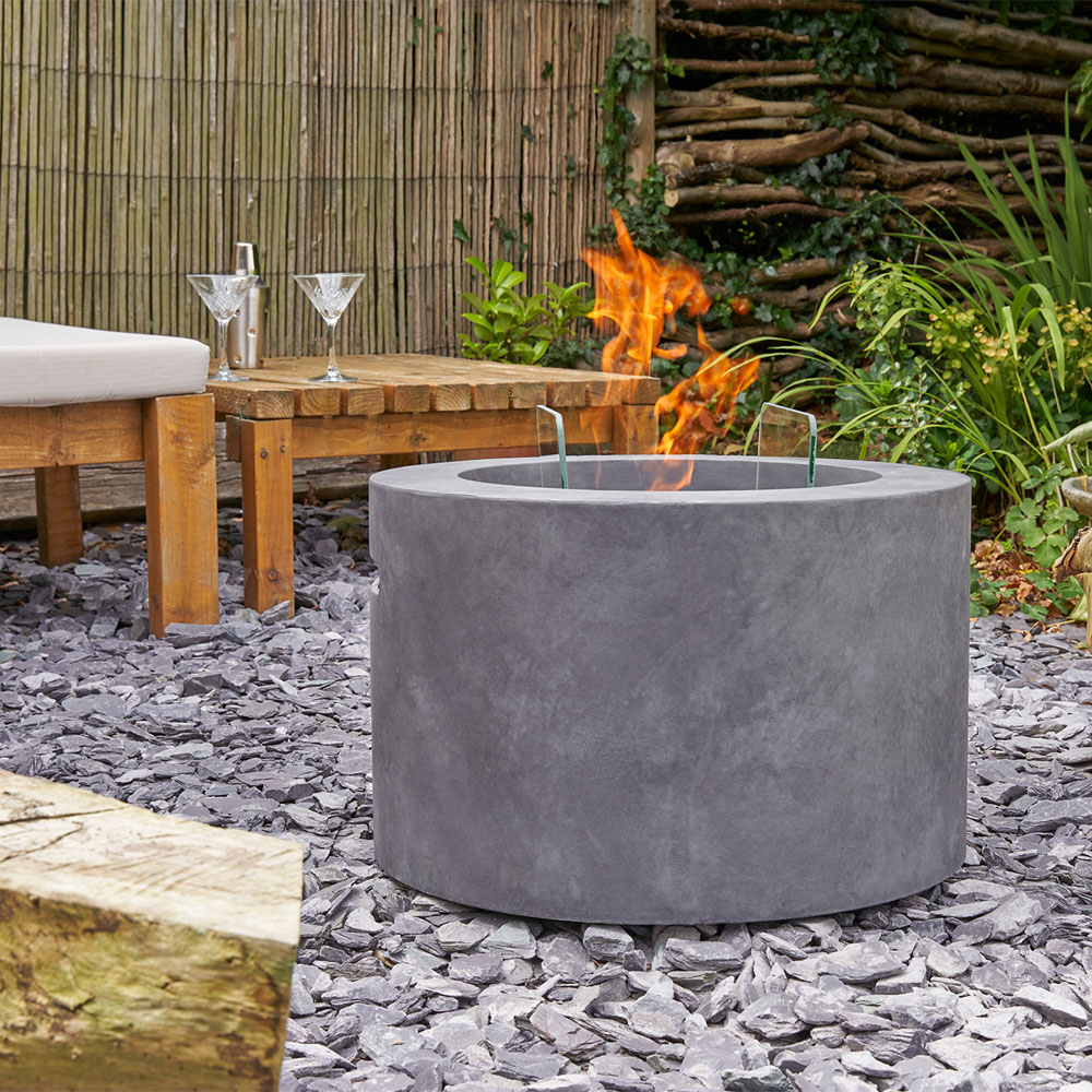 Field & Flame Acacia Dark Concrete Grey Bio-Ethanol Fire Pit 10200 BTU Image 2