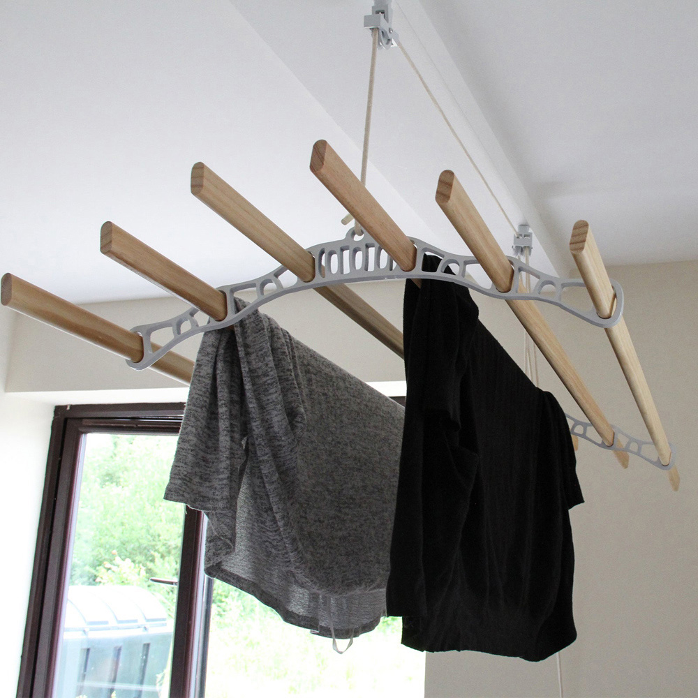 MonsterShop White Clothing Airer Ceiling Pulley 1.8m Image 2
