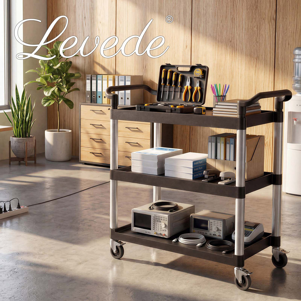 Levede Black 3 Shelf Rolling Tool Storage Cart Image 8