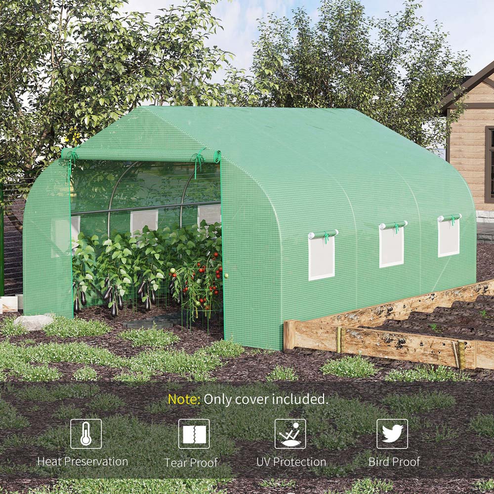 Outsunny Walk In Greenhouse Cover Replacement Growhouse PE Cover 3.5x3x2m Green Image 3