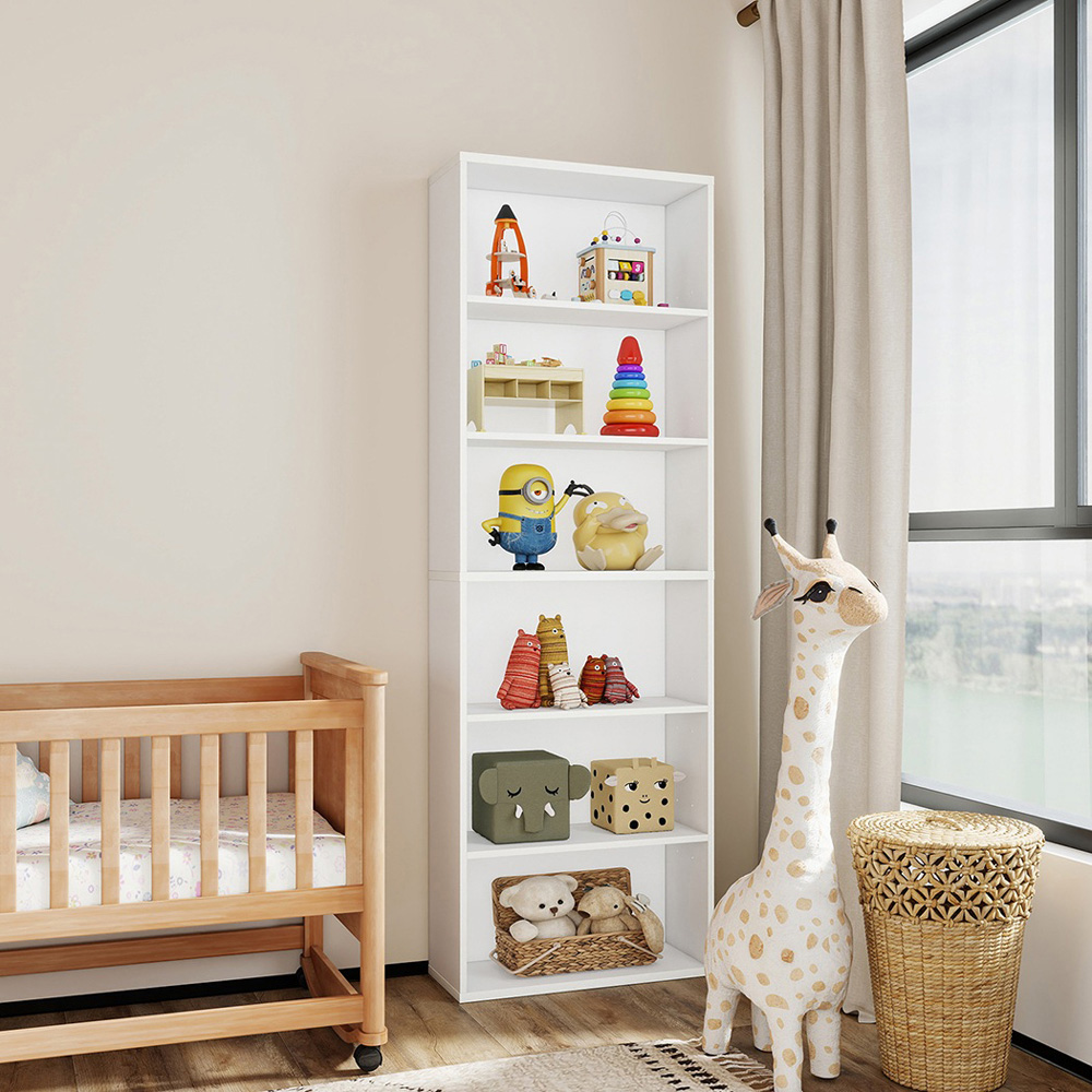 Levede White 6-Tier Slim Bookshelf Image 3