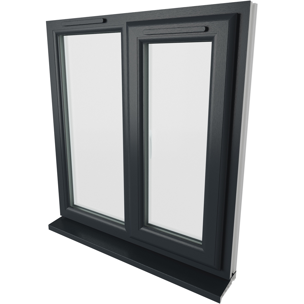 Crystal RH Side Hung Next to a Fixed Grey White Clear Glass uPVC Double Glazed Window 905 x 965mm Image 9