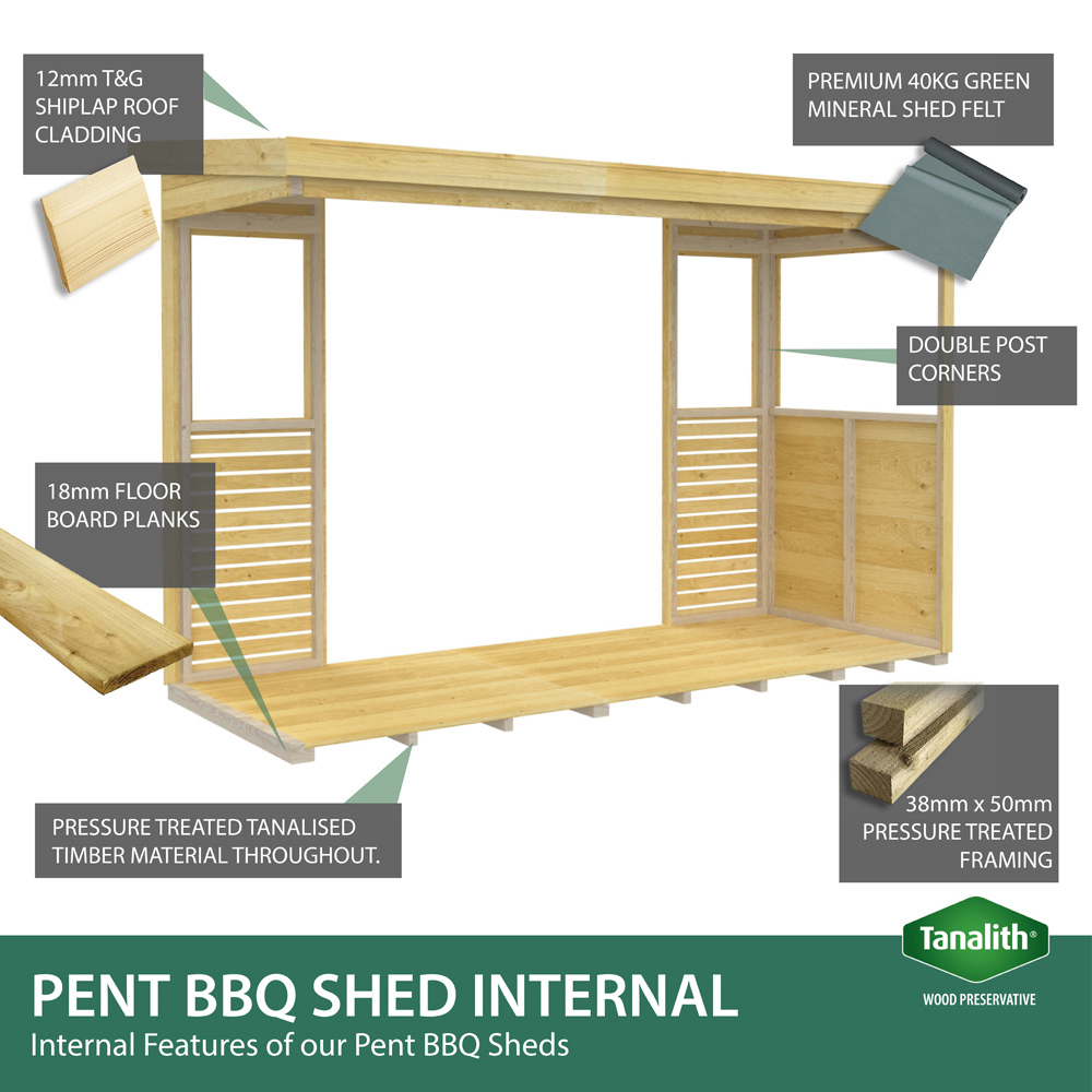 DIY Sheds 8 x 8ft Pressure Treated Tongue and Groove Timber Outdoor Kitchen Shelter Image 8