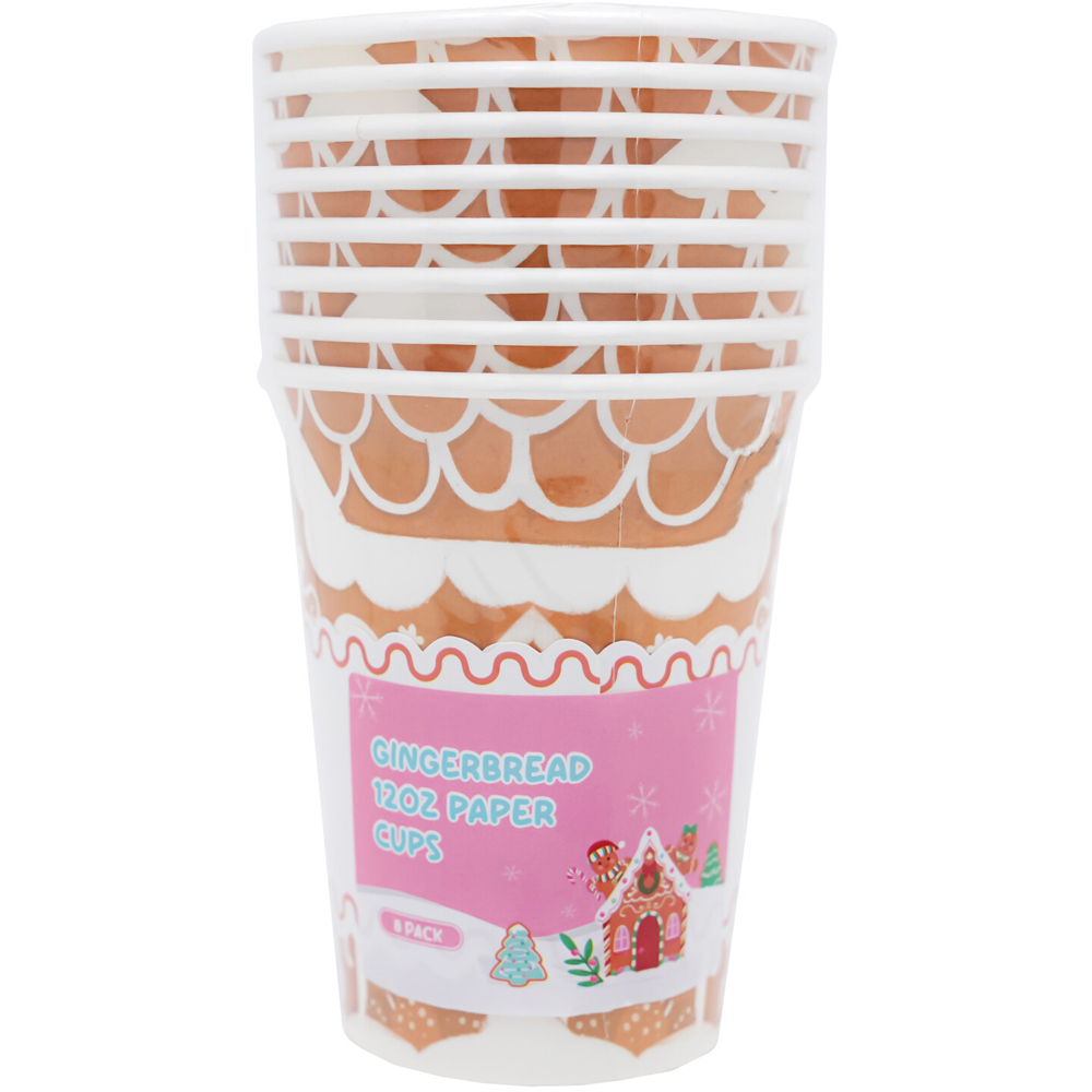 Pack of 8 Gingerbread Paper Cups - Brown Image 5