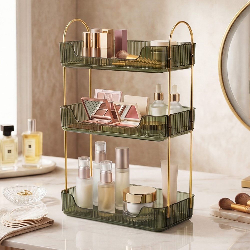 ilus Green 3 Shelf Makeup Organiser Rack Image 2