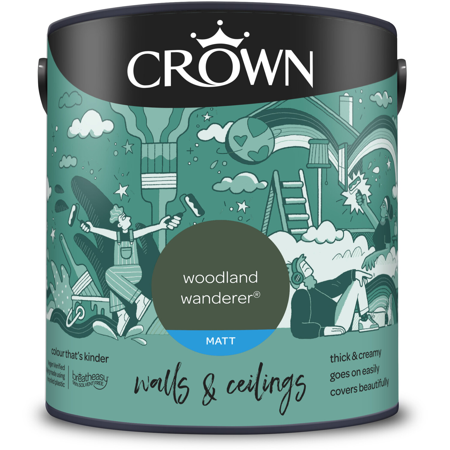 Crown Walls and Ceilings Woodland Wanderer Matt Emulsion Paint 2.5L Image 2