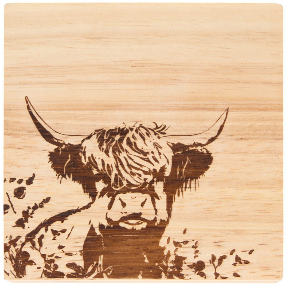 Pack of 4 The Highland Cow Coasters - Natural Image 2