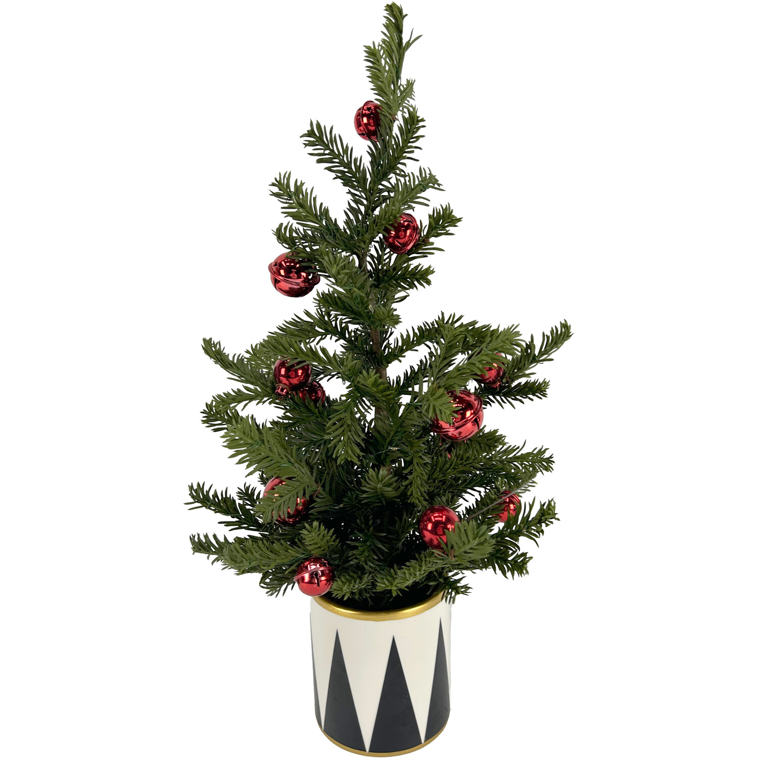 Sleigh Bells Ring Potted Real Christmas Tree with Red Bauble 1.8ft Image 2