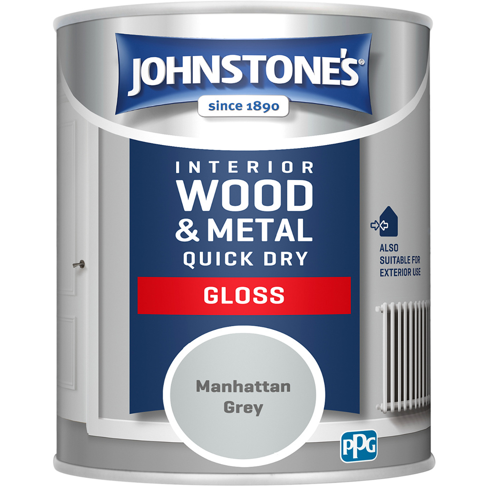 Johnstone's Quick Dry Wood & Metal Manhattan Grey Paint 750ml Image 2