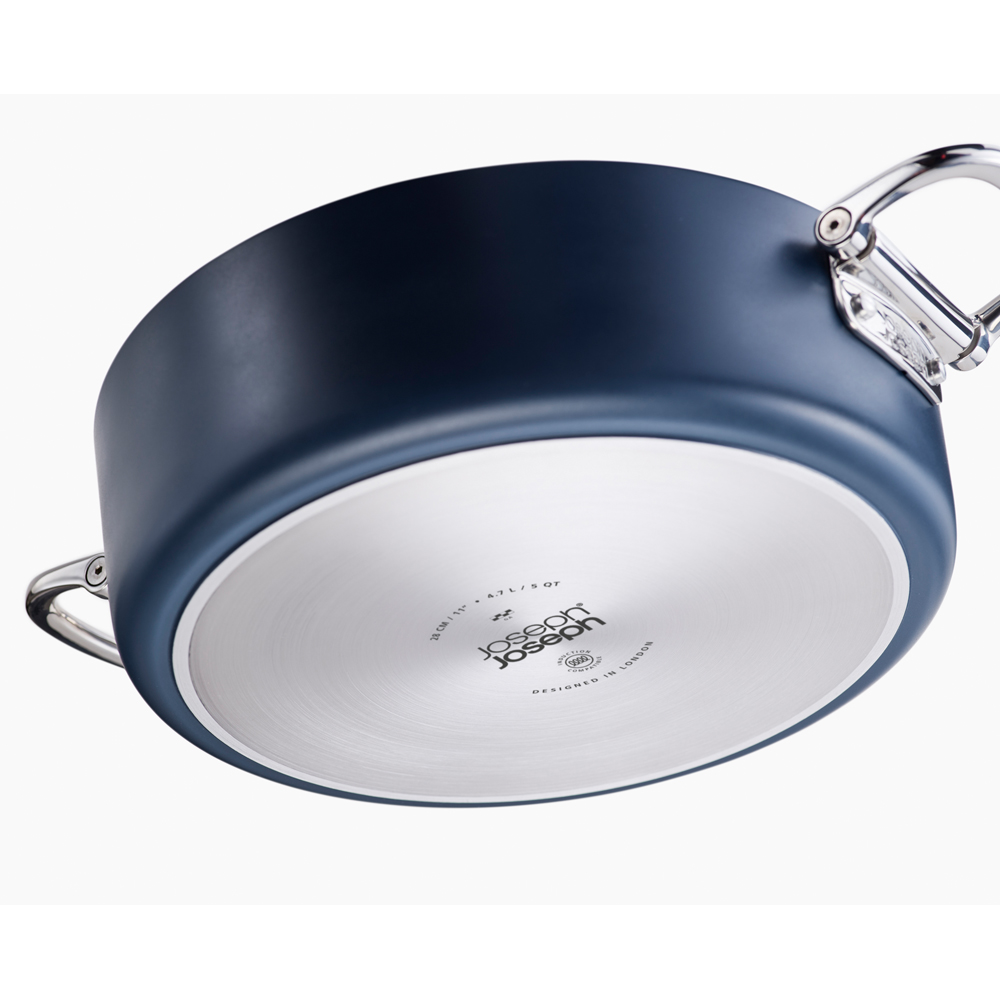 Joseph Joseph Space Blue Ceramic Folding Handle Non-Stick Shallw Casserole with Lid 28cm Image 3