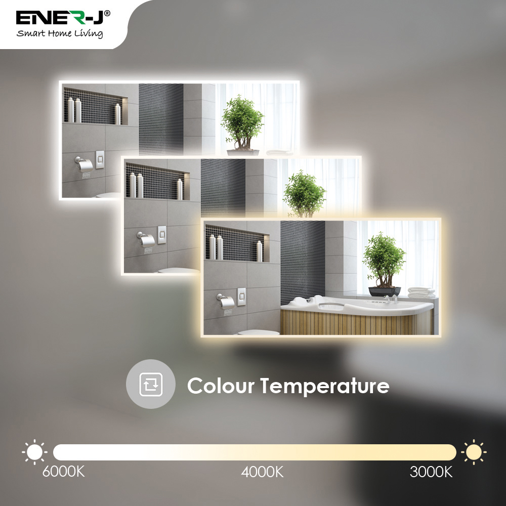 Ener-j Modern Wall Mirror Infrared Heater with CCT and Dimming LED Light 450W IP54 Image 7