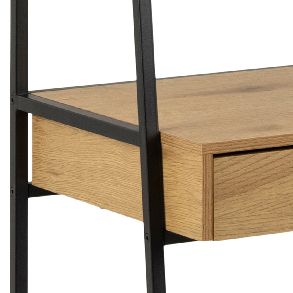 Florence Seaford Single Drawer 3 Shelf Oak and Black Bookcase Image 6