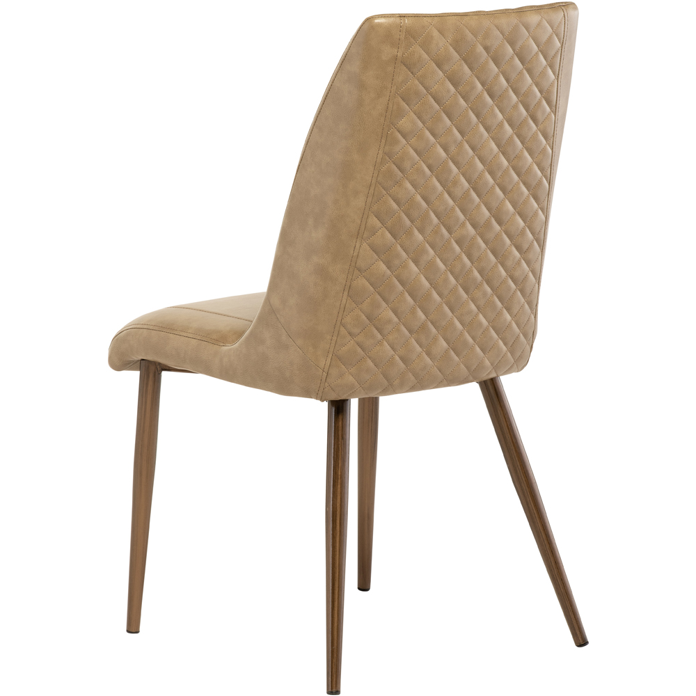 WF Amber Taupe Faux Leather Dining Chair with Brushed Brass Legs Set of 2 Image 2