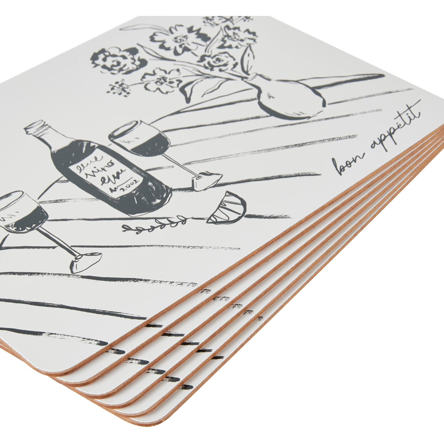 Pack of 6 Still Life Placemats - White Image 3