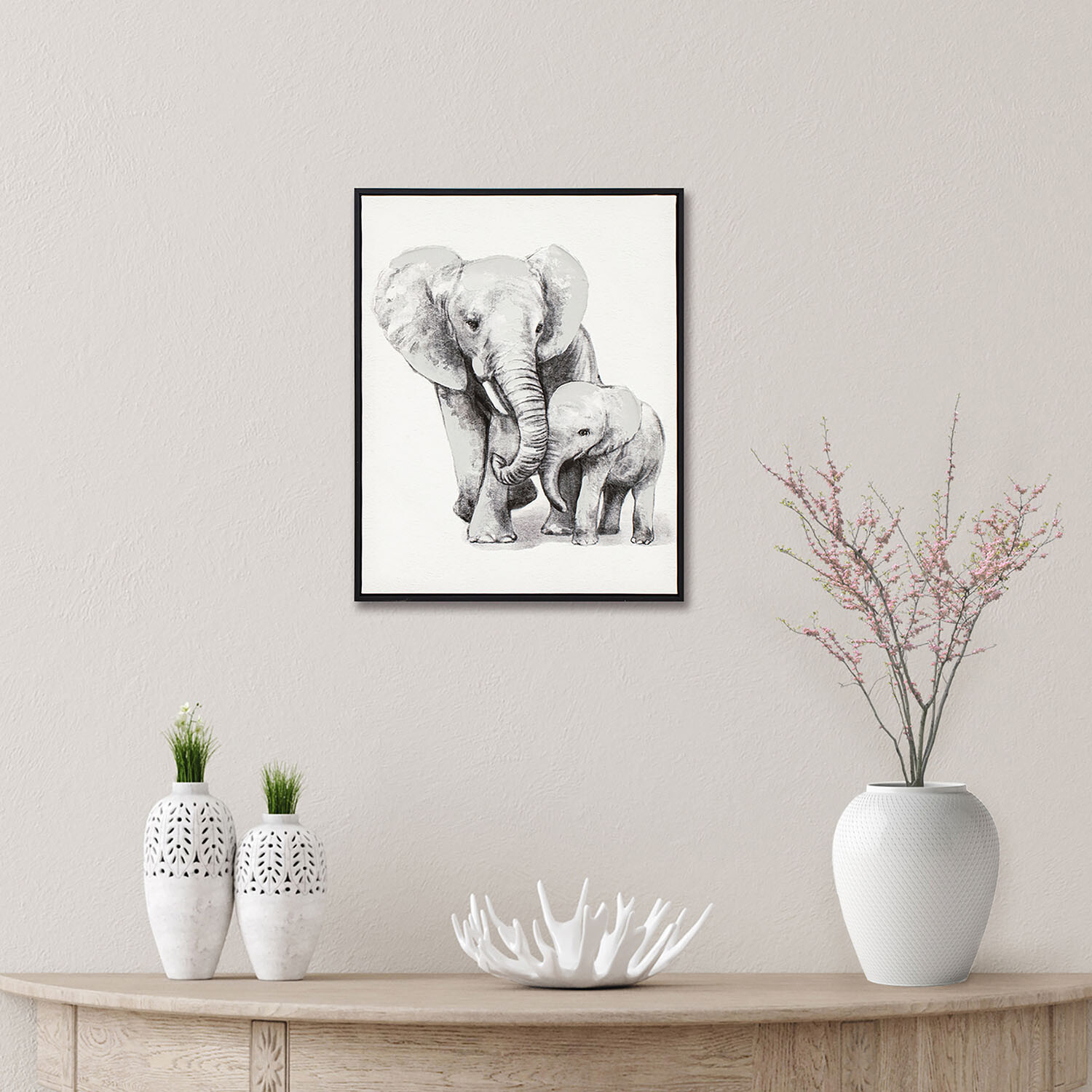 Cute Elephant Framed Canvas - Black Image 5