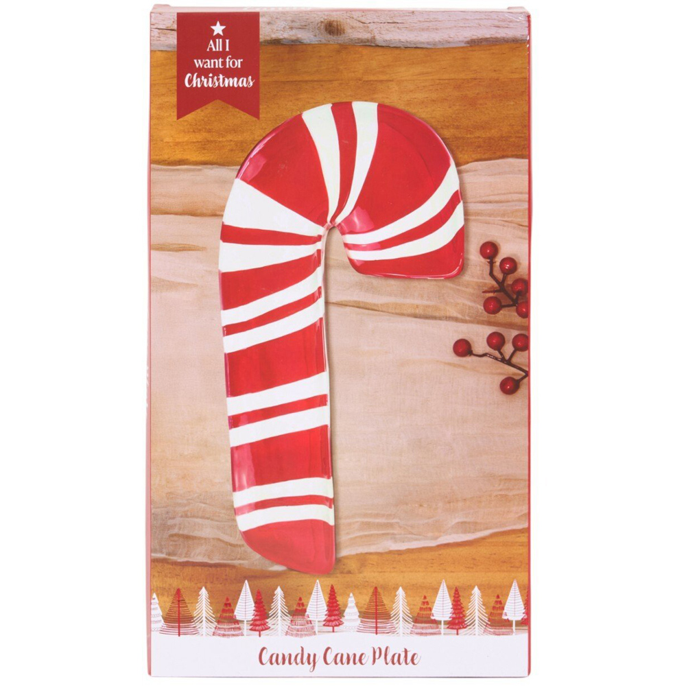 Candy Cane Ceramic Plate Red Image 1