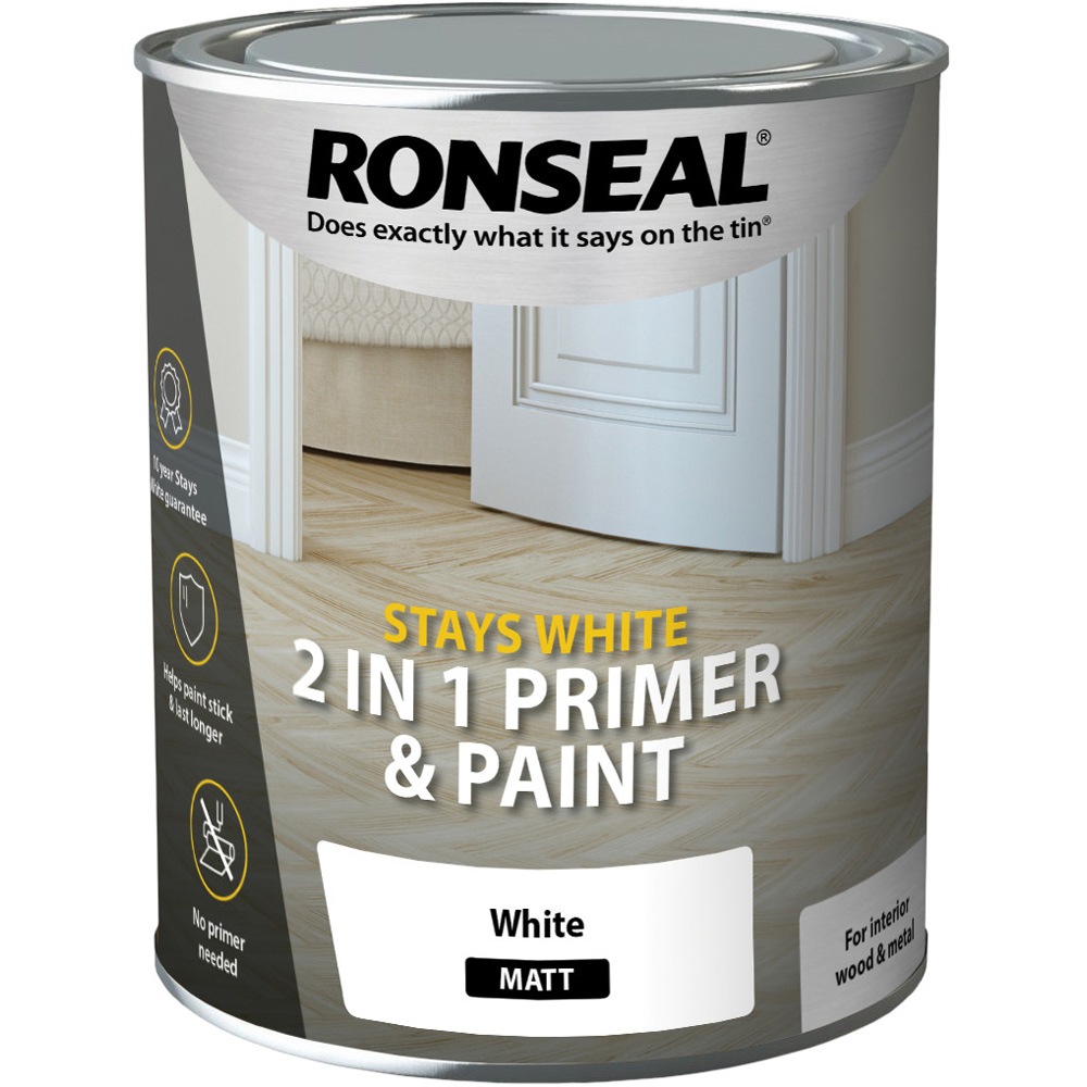 Ronseal 2-in-1 Pure Brilliant White Primer & Paint 750ml Image 2