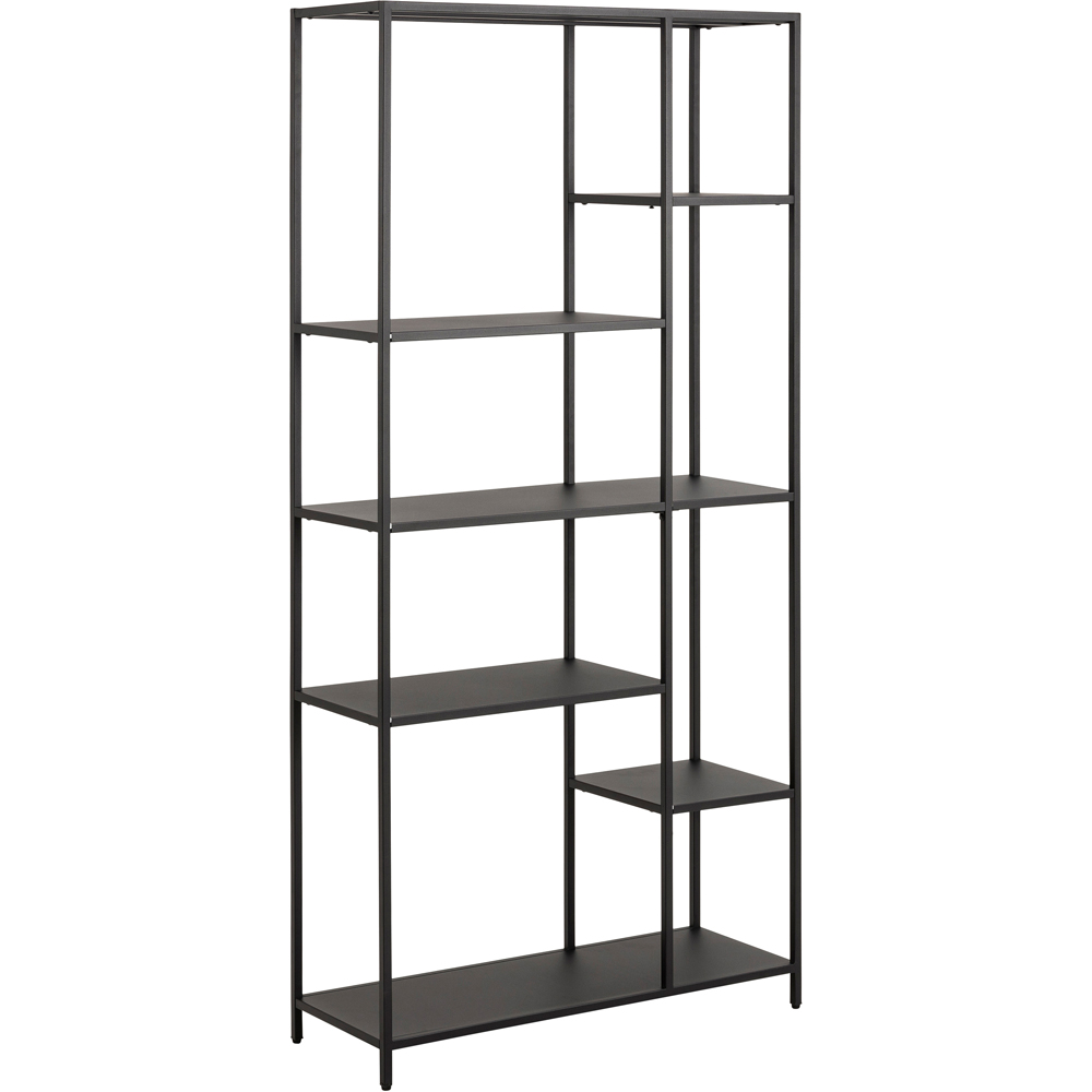 Furniture To Go Newcastle Matt Black 6 Shelf Asymmetrical Bookcase Image 3