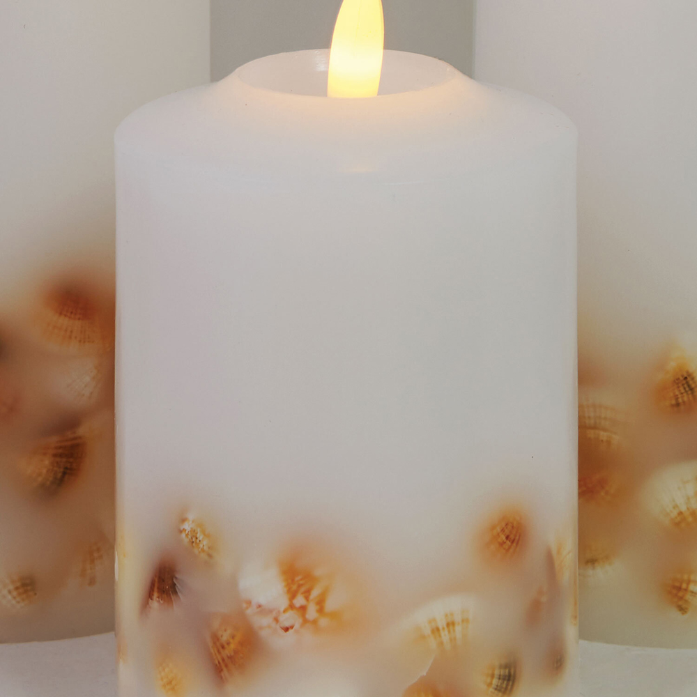 Set of 3 Seashell LED Candles - White and Brown Image 3