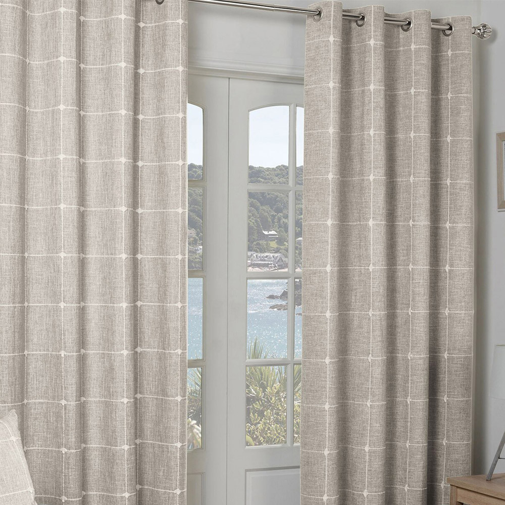 Divante Salcombe Natural Linen Check Curtains 228 x 168cm Image 6