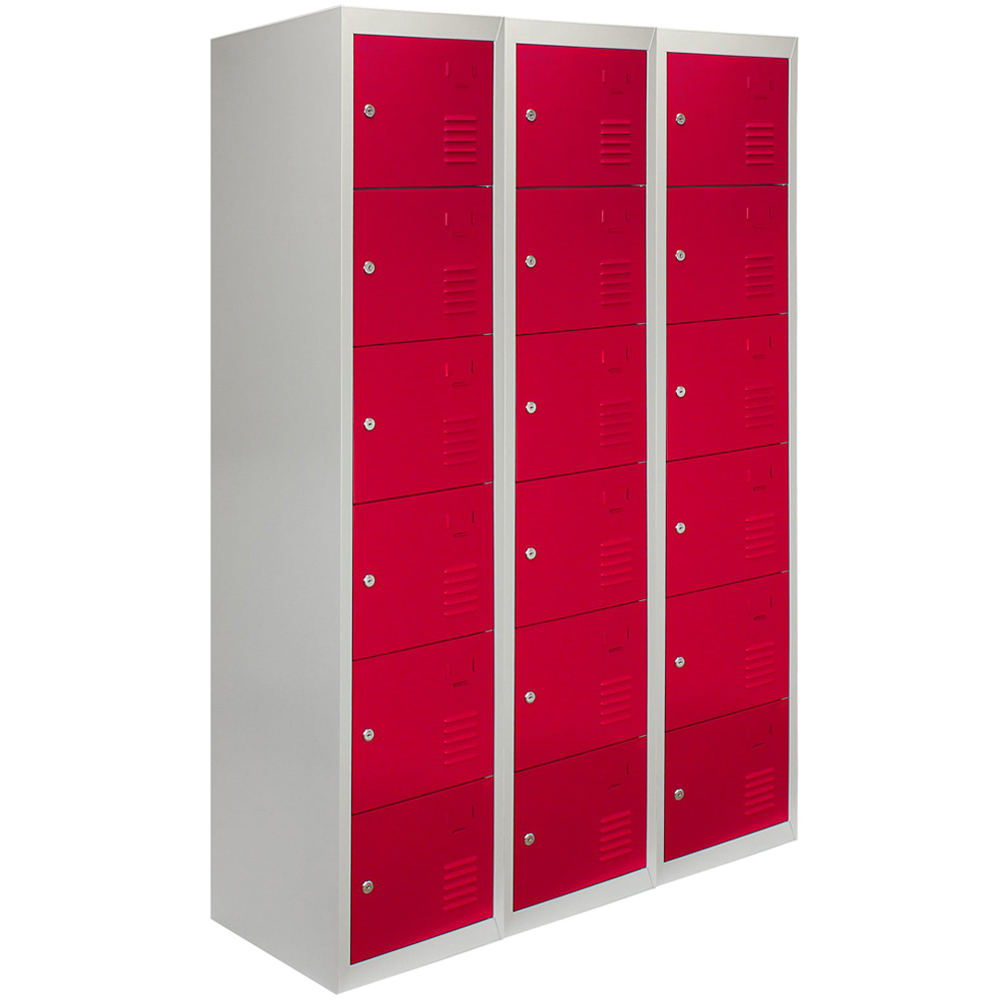 MonsterShop 6 Door Red Metal Storage Locker 3 Pack Image 2
