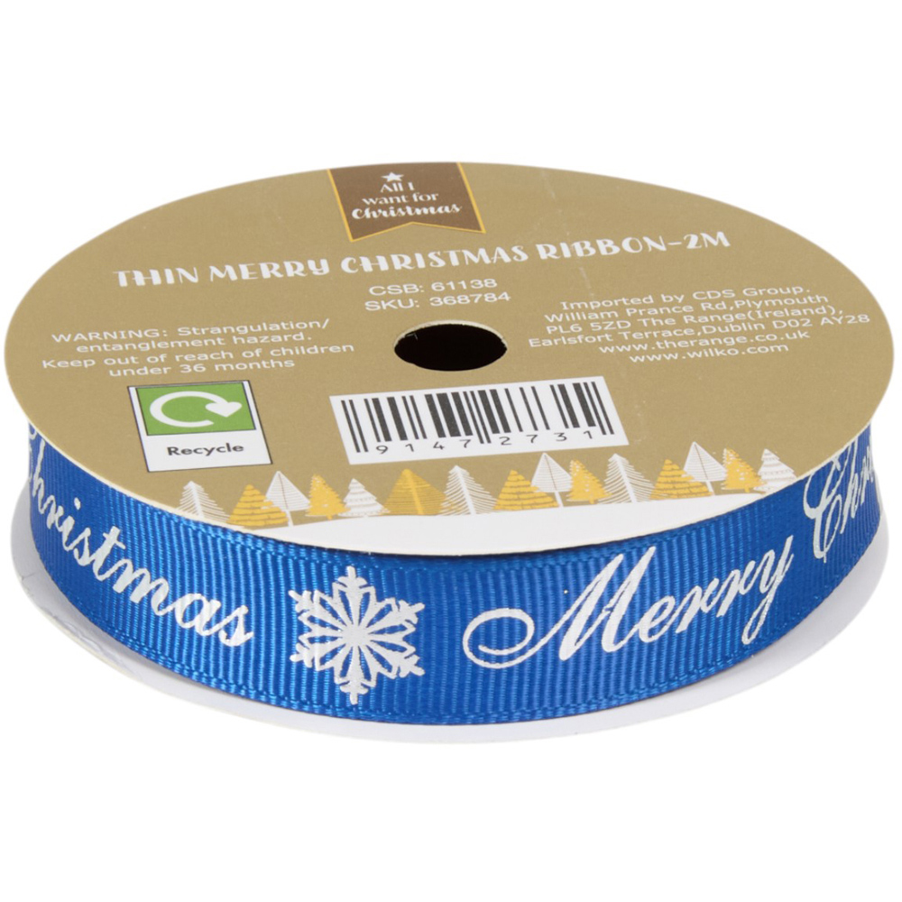 Thin Merry Christmas Ribbon Image 5