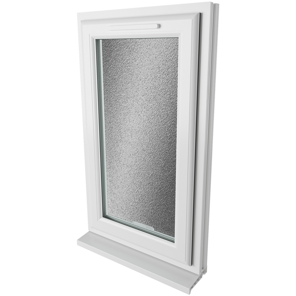 Crystal Top Hung Opener White Obscure Glass uPVC Double Glazed Window 610 x 1040mm Image 9