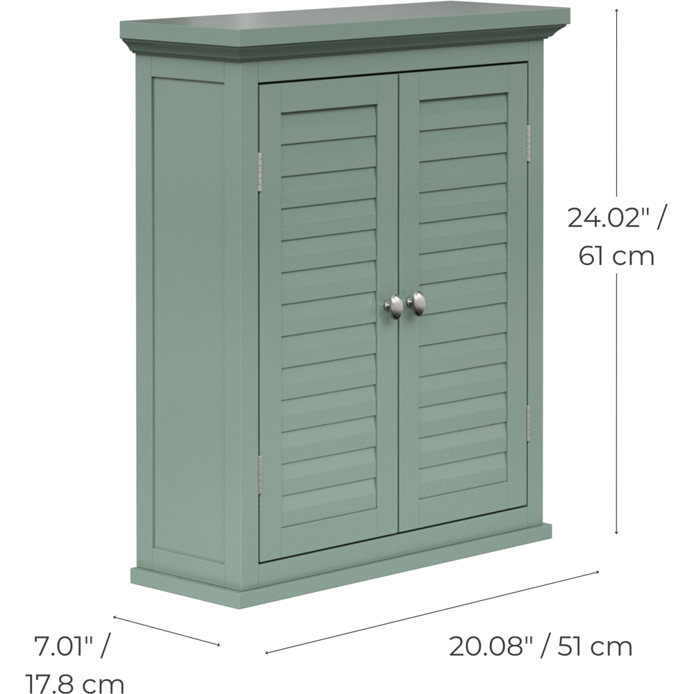 Teamson Home Glancy 2 Door Sage Green Wooden Removable Corner Wall Cabinet Image 9
