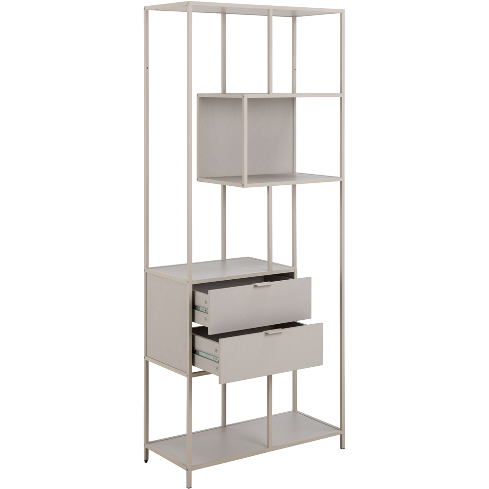 Florence Seaford 2 Drawer 4 Shelf Tall Grey Metal Bookcase Image 4