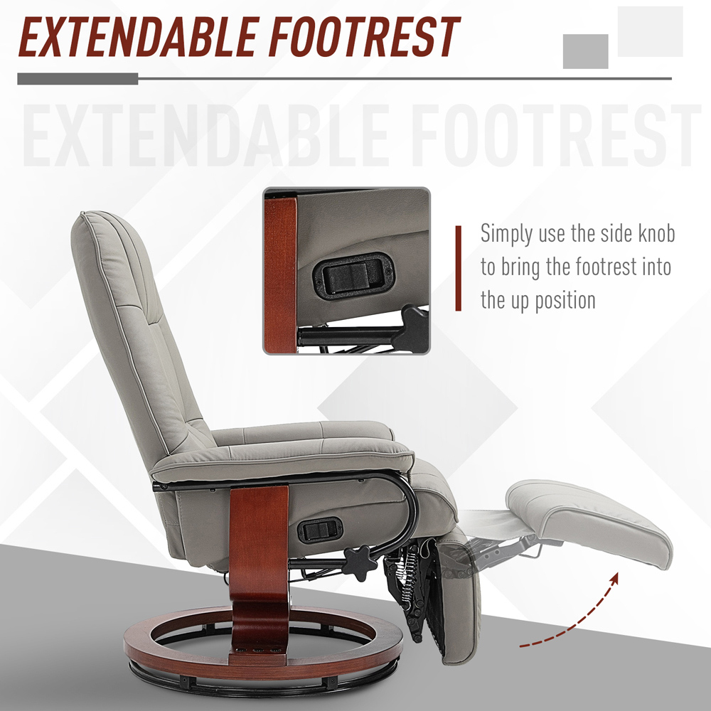 Portland Grey Faux Leather Manual Recliner Chair Image 5
