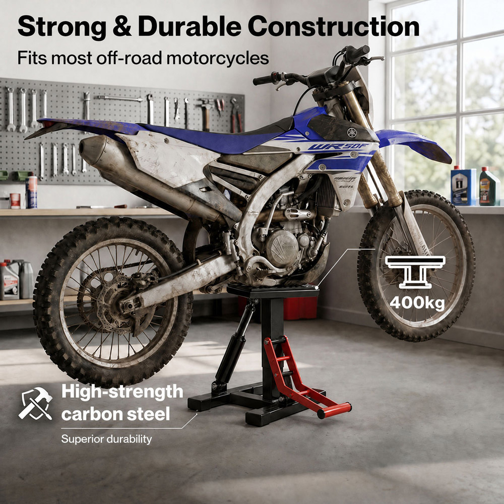 Monvelo Black Height Adjustable H-Shaped Hydraulic Motorcycle Lift Stand Image 6