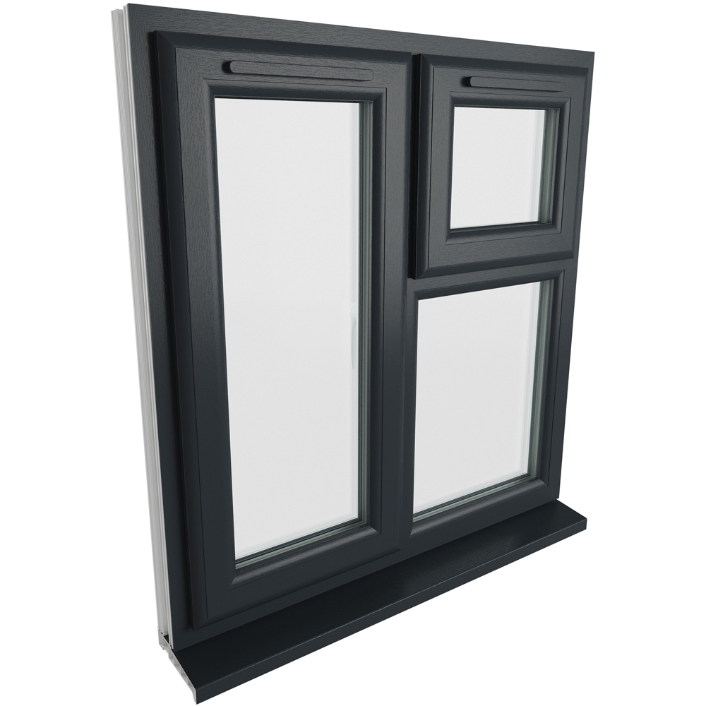 Crystal LH Side Hung and Top Opener Grey and White Clear Glass uPVC Triple Glazed Window 905 x 965mm Image 9