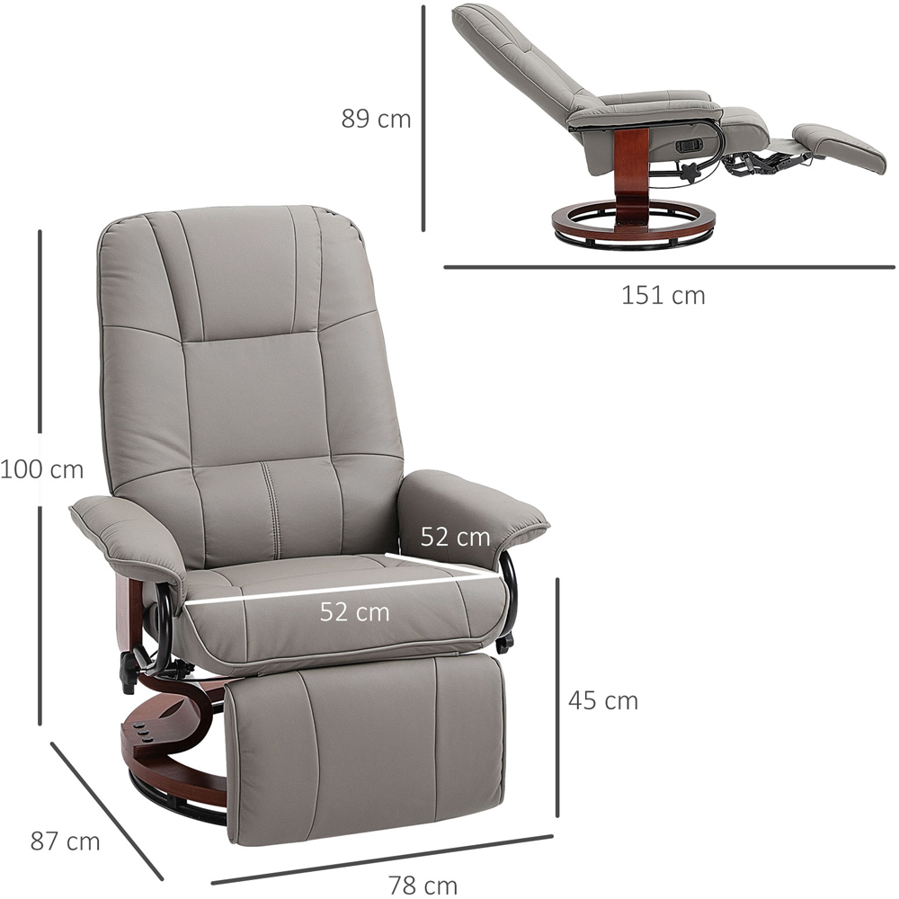 Portland Grey Faux Leather Manual Recliner Chair Image 8