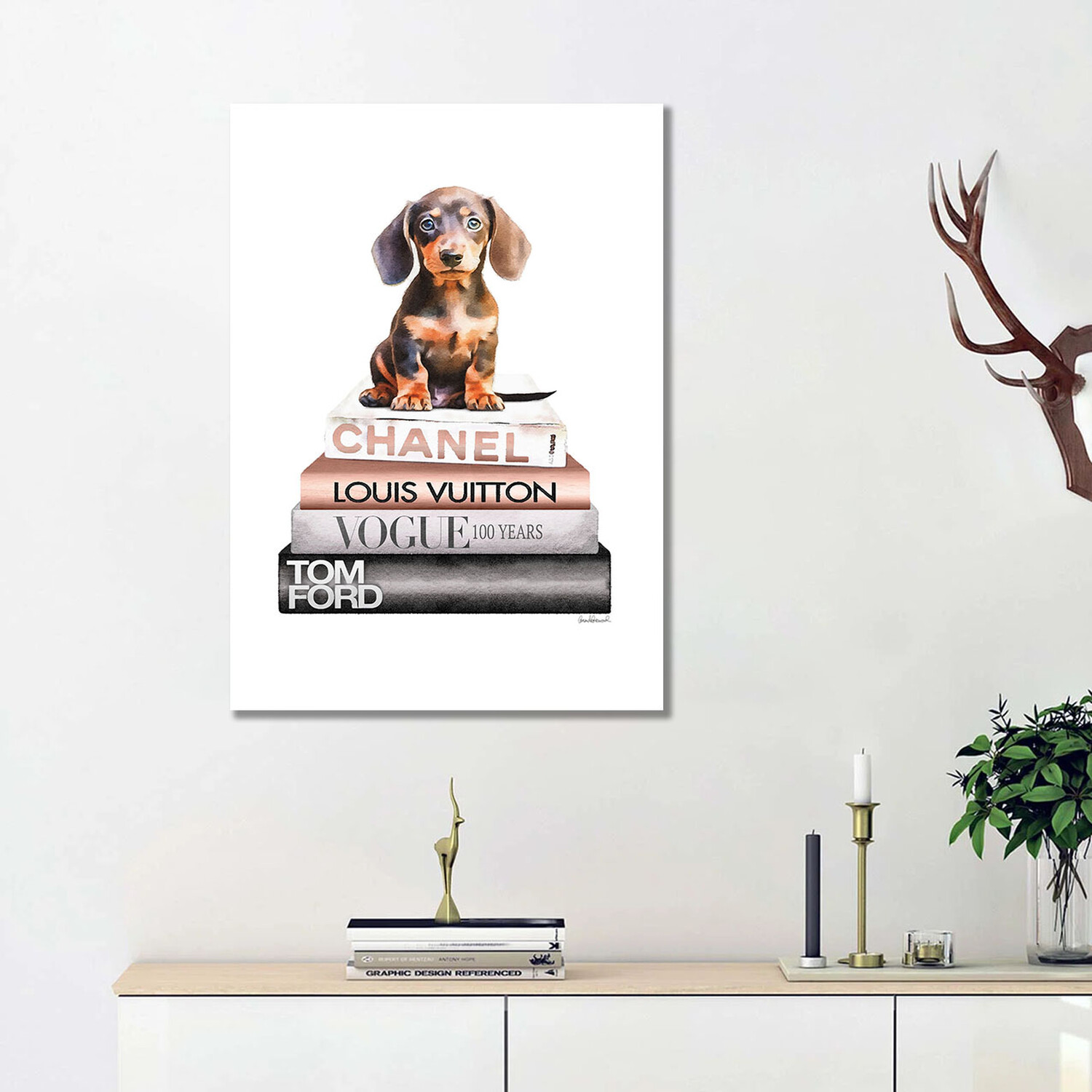 Fashion White Dachshund Canvas Image 2