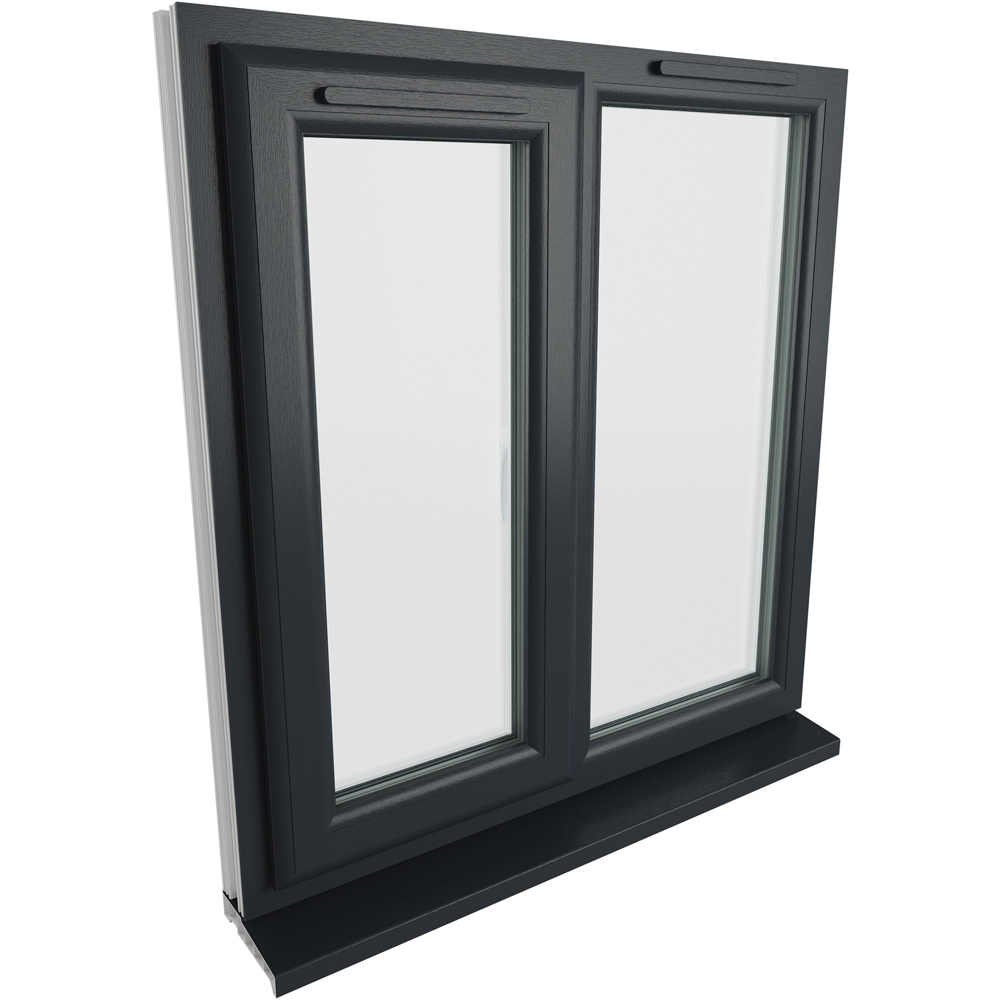 Crystal LH Side Hung Next to a Fixed Grey White Clear Glass uPVC Double Glazed Window 905 x 965mm Image 9