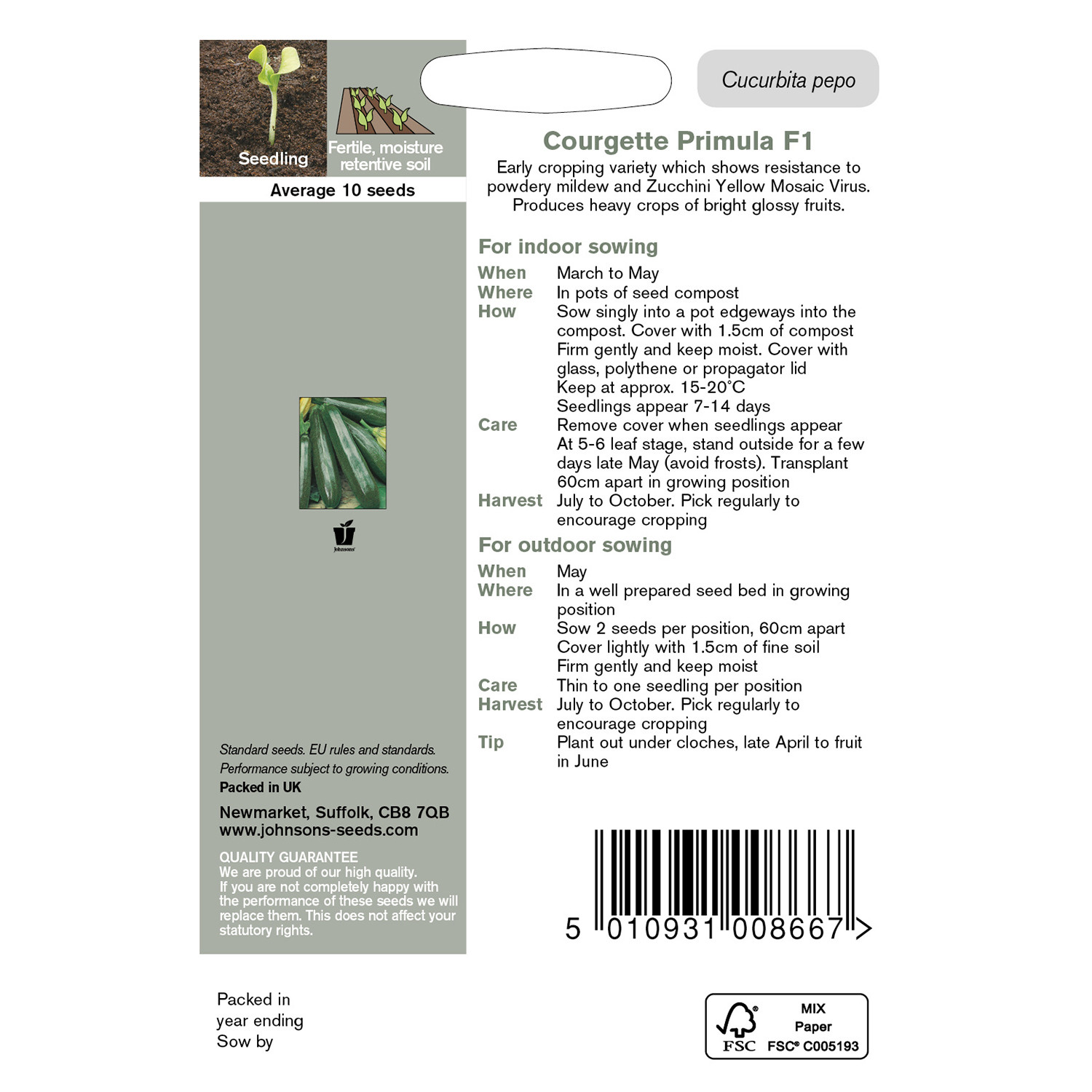 Johnsons Primula F1 Courgette Seeds Image 3