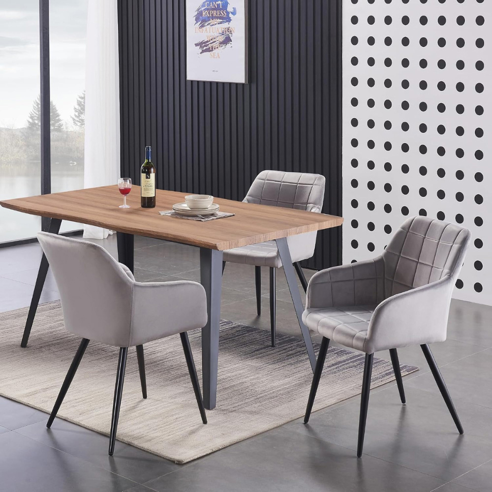 Life Interiors Camden Light Grey Velvet Upholstered Dining Chair Image 7